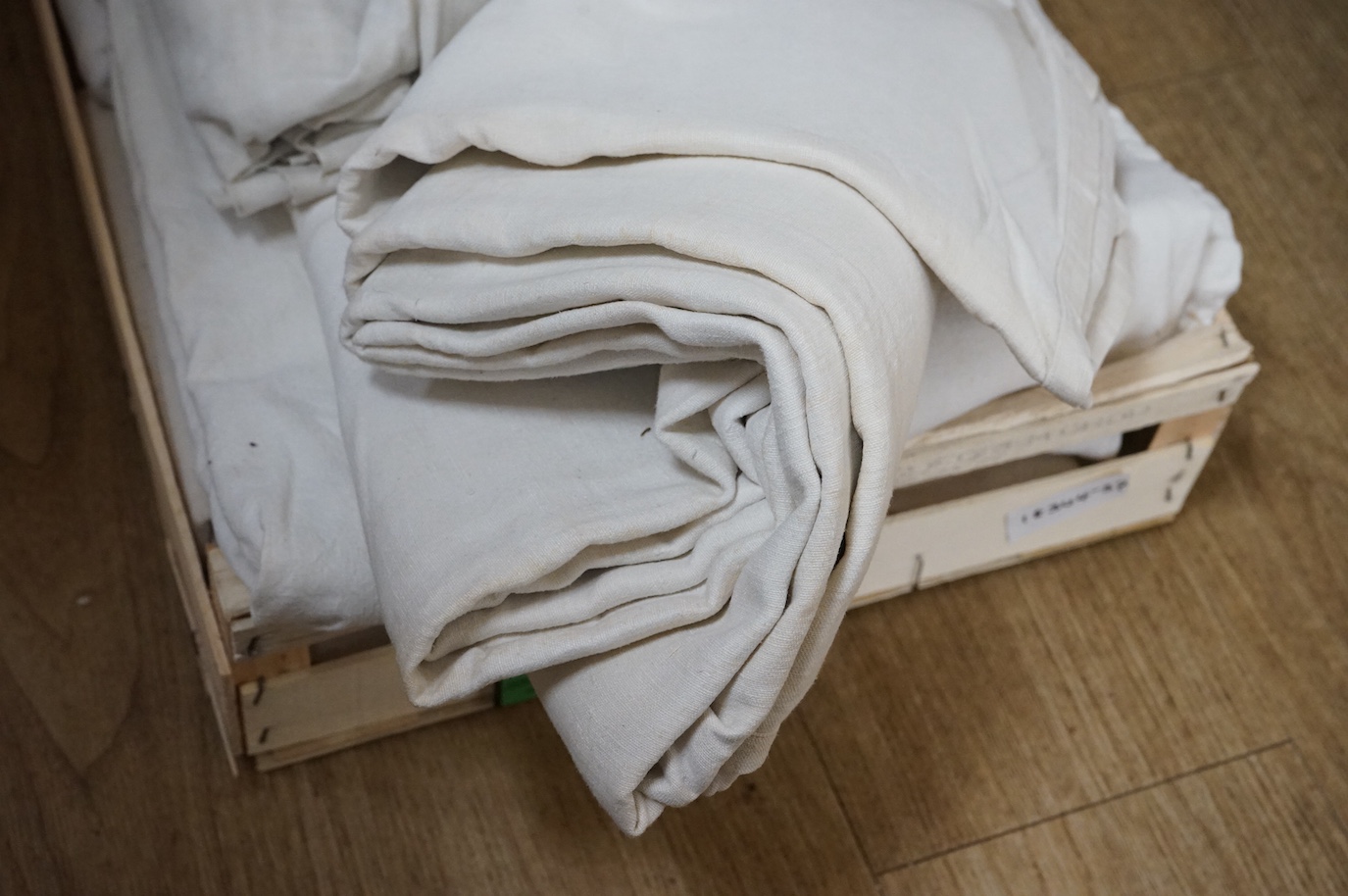 Six plain coarse linen French provincial sheets